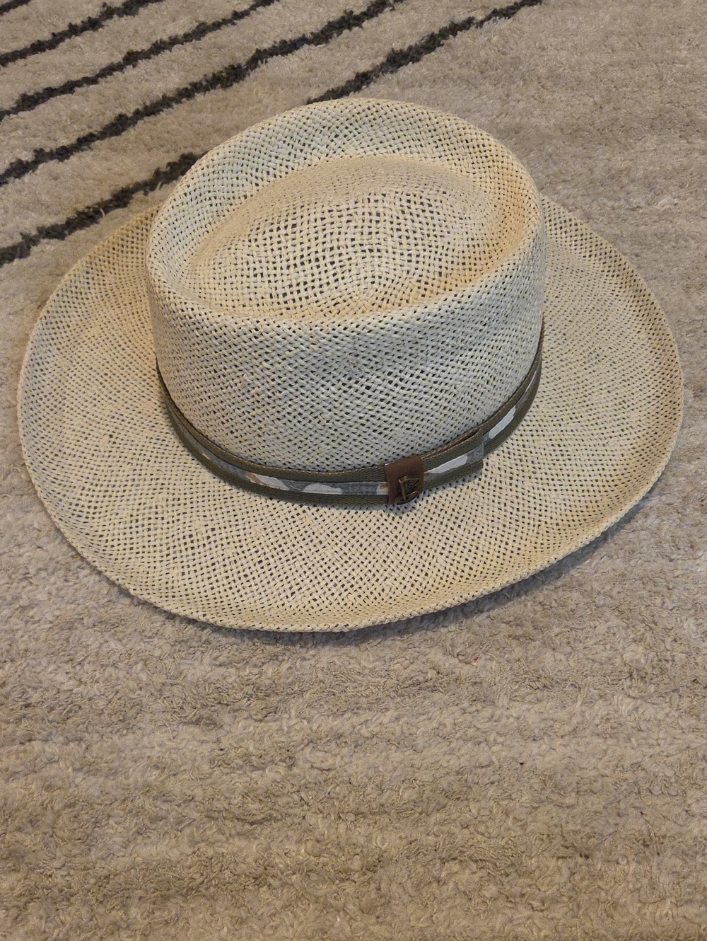 Scala Straw Hat with Black and Green Label Golf Hat